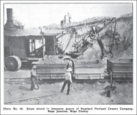 Steam shovel in limestone quarry of Standard Portland Cement Company