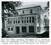 &ldquo;Rear view Miller residence, Washington, D. C., erected to prove the availability of &lsquo;scrap&rsquo; stone for exterior wall facing, with results both satisfactory and attractive.&rdquo; (from &ldquo;Scrap Pile Supplies Stone for Beautiful Residence,&rdquo; Stone, October 1925, pp. 606)